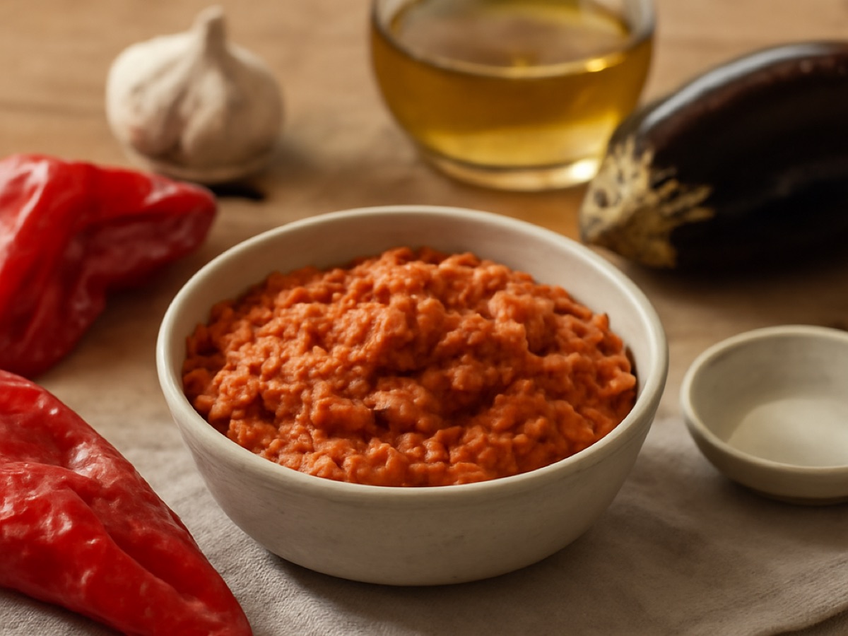 Ajvar-Aufstrich mit gerösteter Paprika und Aubergine