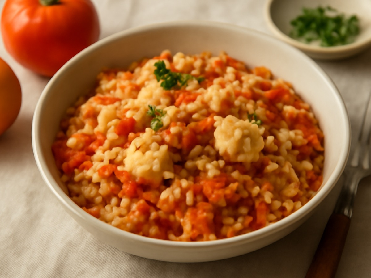 Arroz de Bacalhau com Tomate – Reis mit Kabeljau und Tomaten