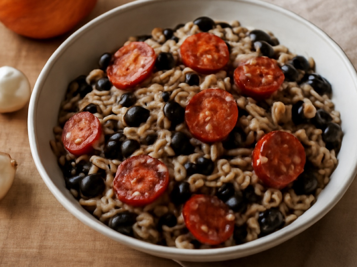 Arroz de Feijão Preto com Chouriço – Schwarzer Bohnereis mit Wurst