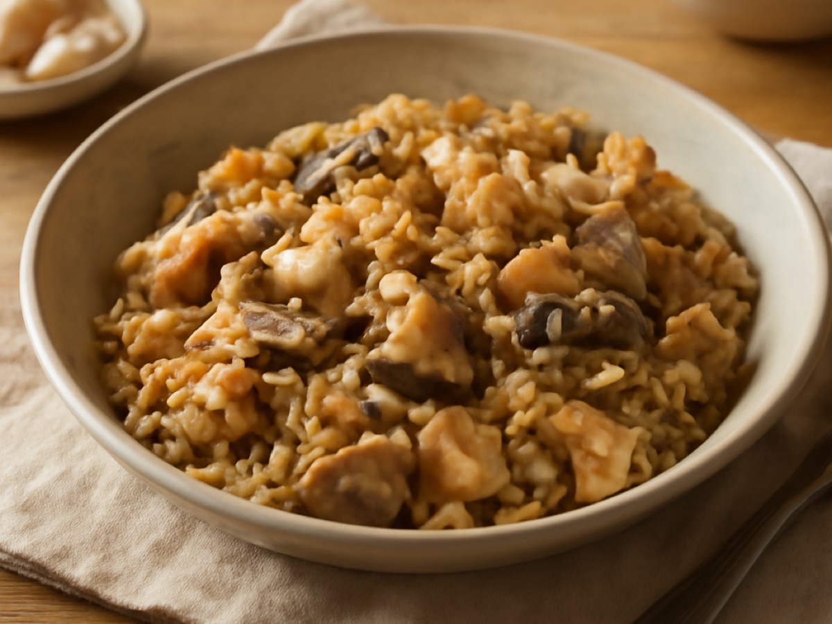Arroz de Frango com Cogumelos – Hähnchenreis mit Champignons