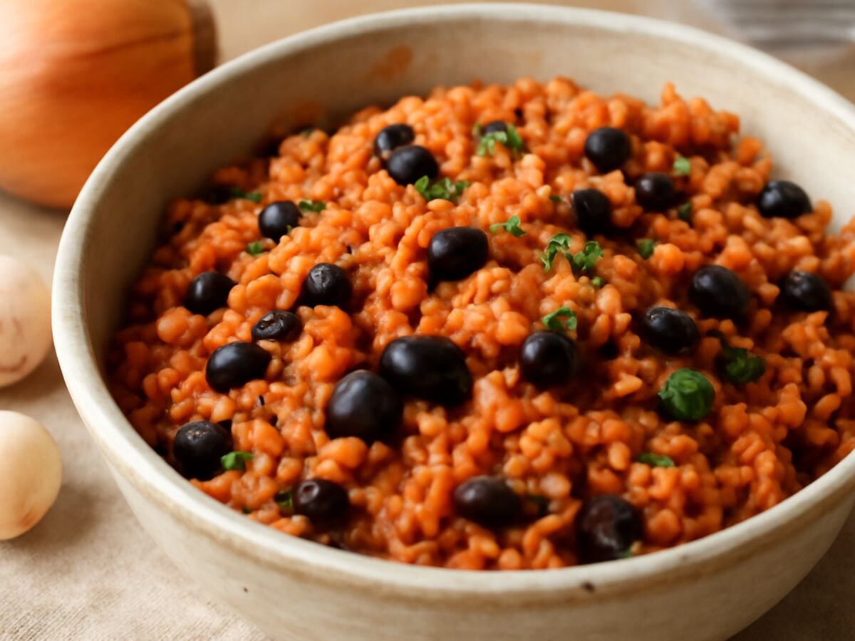 Arroz de Tomate com Feijão Preto – Schwarzer Bohnentomatereis aus dem Mixtopf