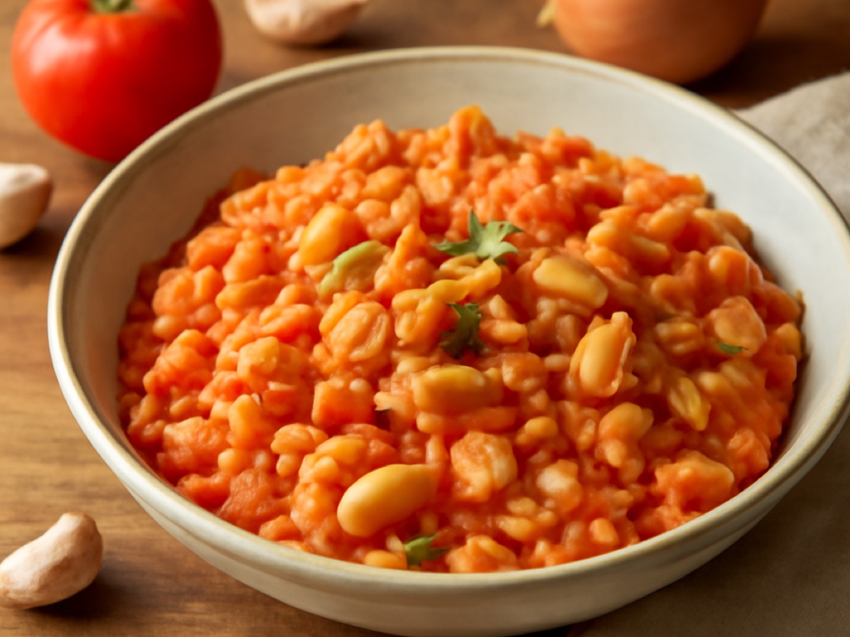 Arroz de Tomate com Feijão – Tomatenreis mit weißen Bohnen (vegetarisch)