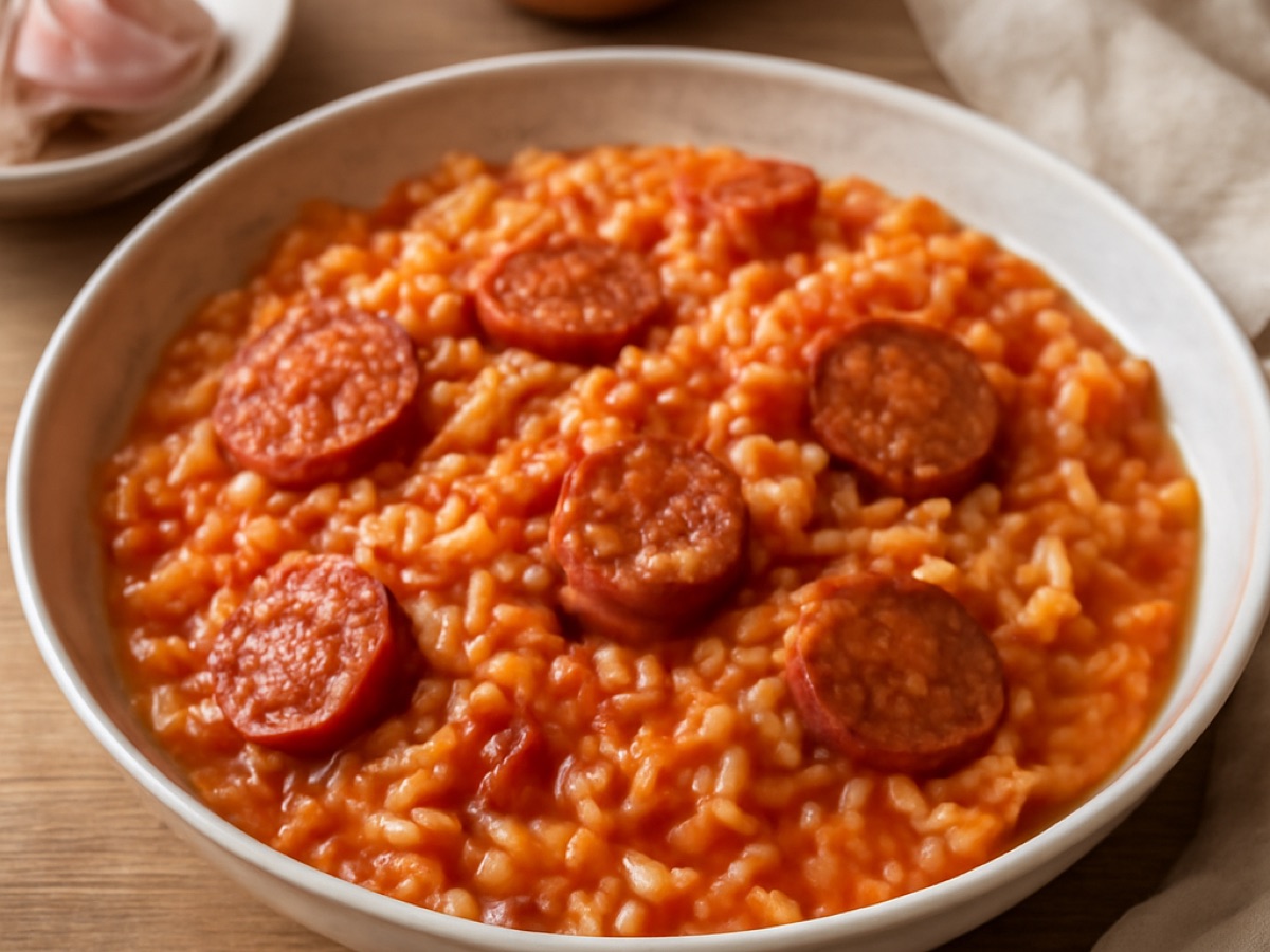 Arroz de Tomate com Linguiça – Portugiesisches Tomatenreisgericht mit Wurst