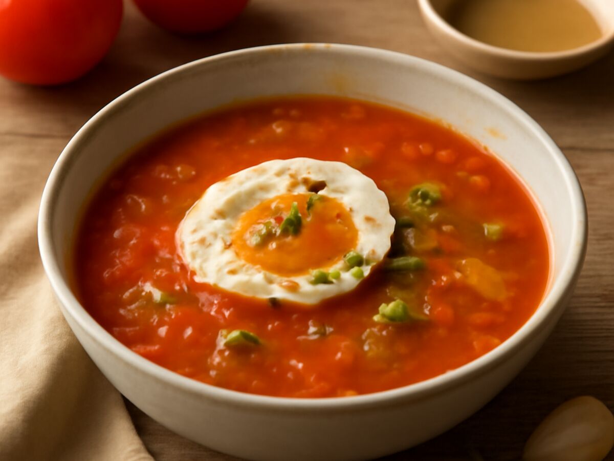 Asiatische Tomatensuppe mit Ei aus dem Mixtopf