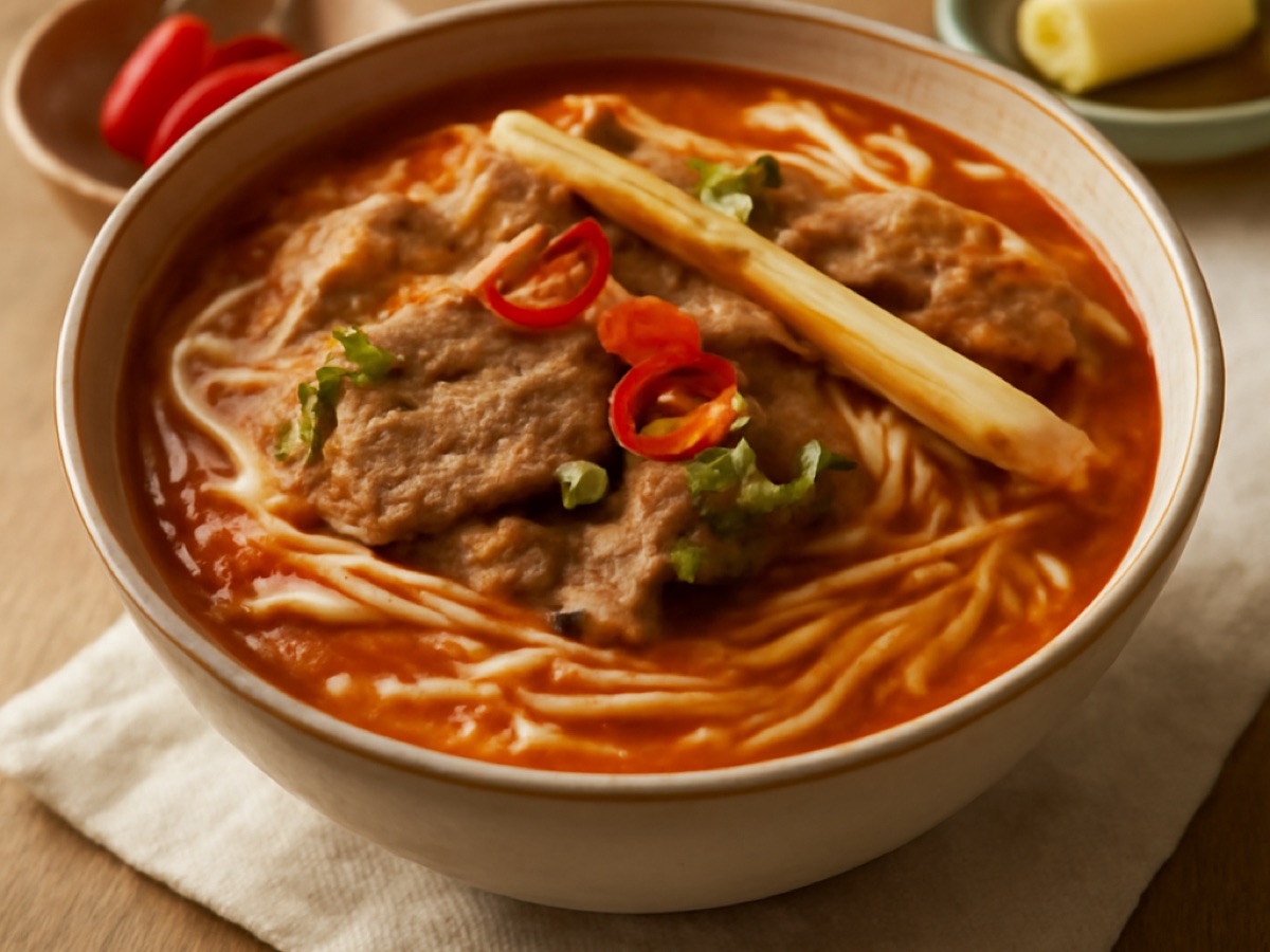 Bún Bò Huế – Scharfe vietnamesische Rindfleisch-Reisnudelsuppe mit Zitronengras
