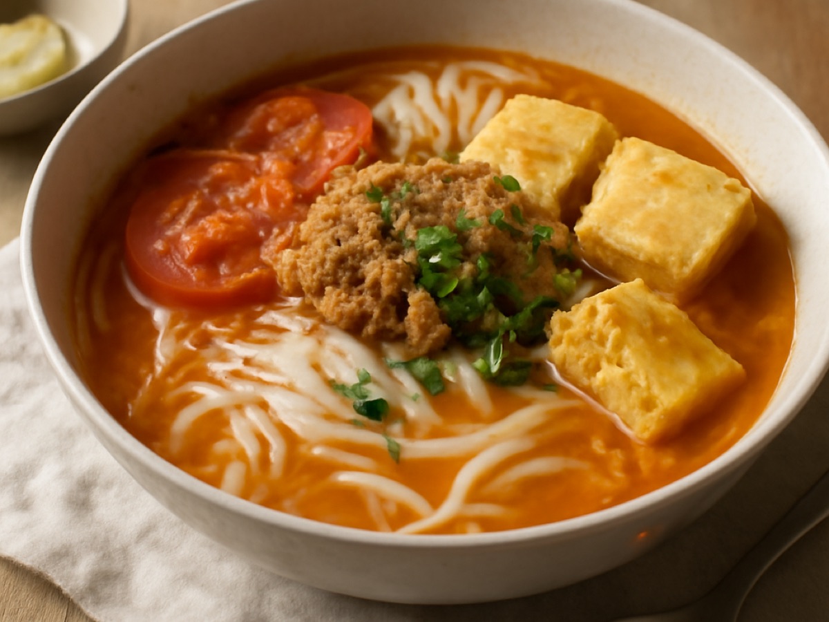 Bún Riêu – Vietnamesische Tomatenkrebs-Reissuppen-Nudel-Suppe
