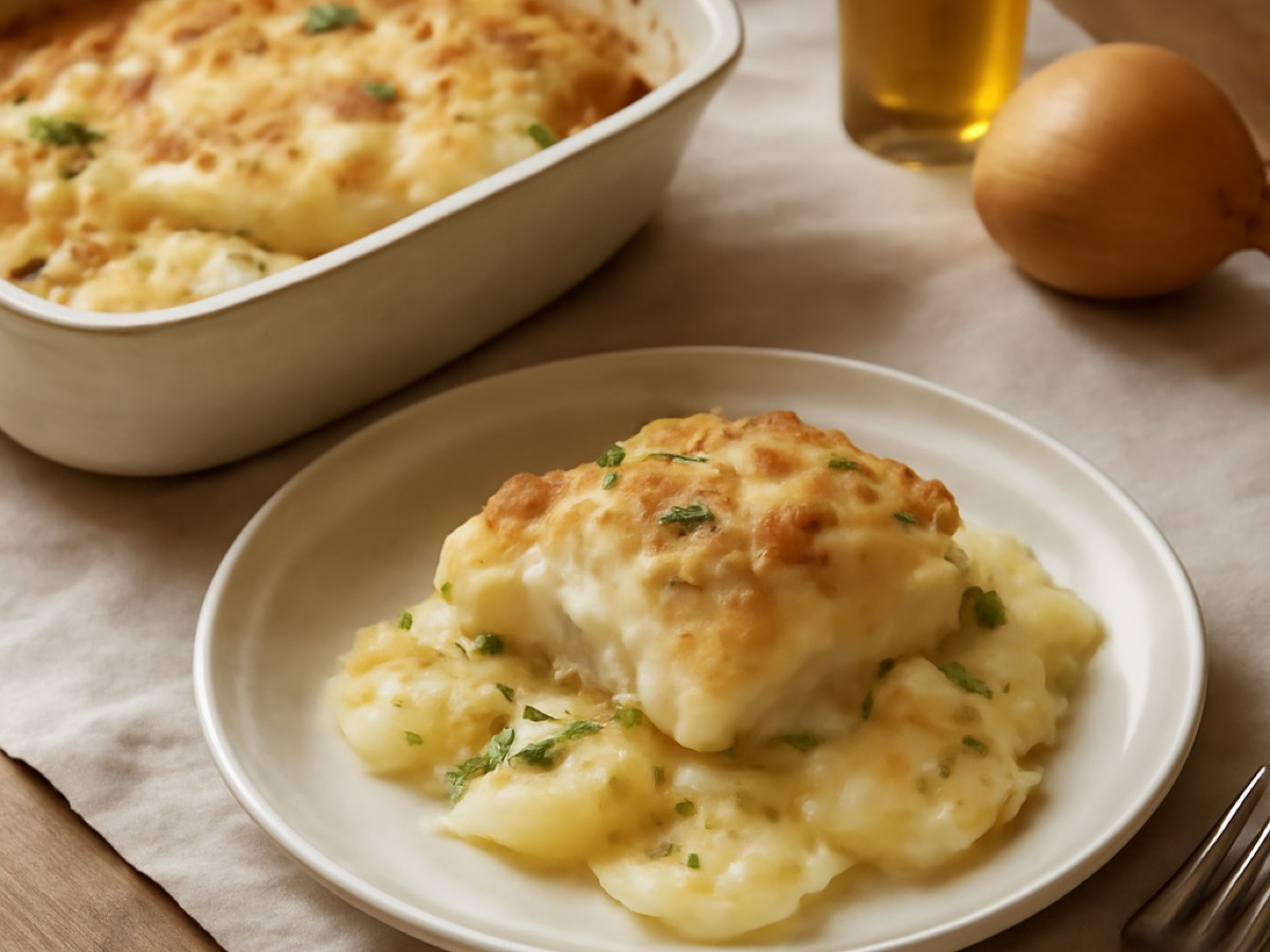Bacalhau com Natas – Kabeljau mit Sahnesauce aus dem Ofen