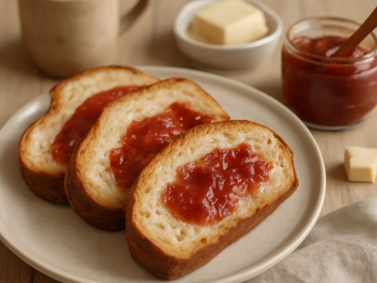 Bäckerstuten mit selbstgemachter Erdbeermarmelade
