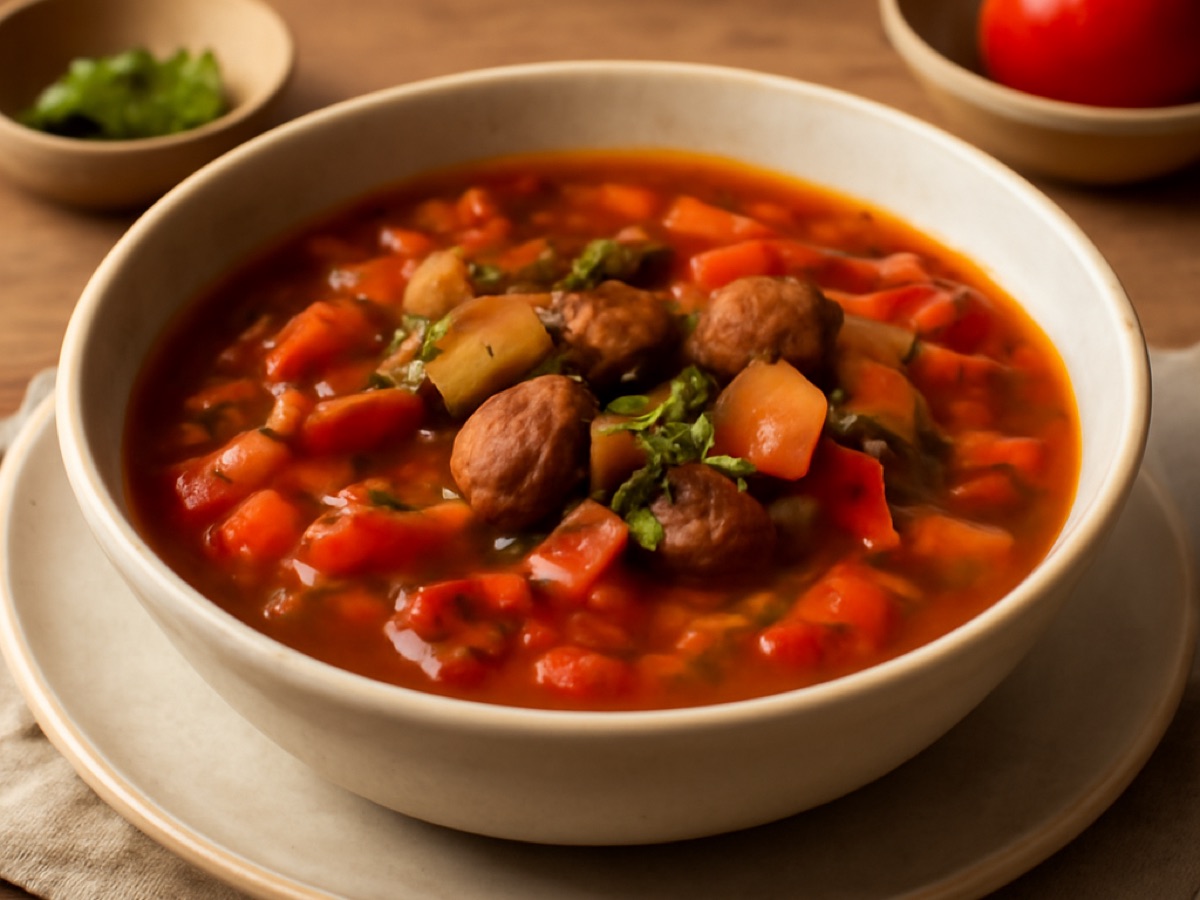Balkansuppe mit Rindfleisch und Gemüse