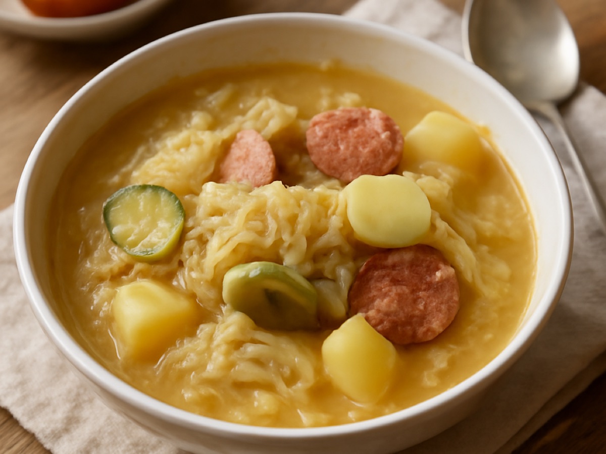 Balkansuppe mit Sauerkraut und Kartoffeln