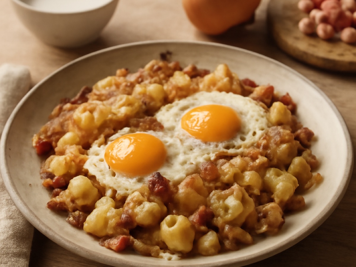 Bauernfrühstück aus Kartoffelresten