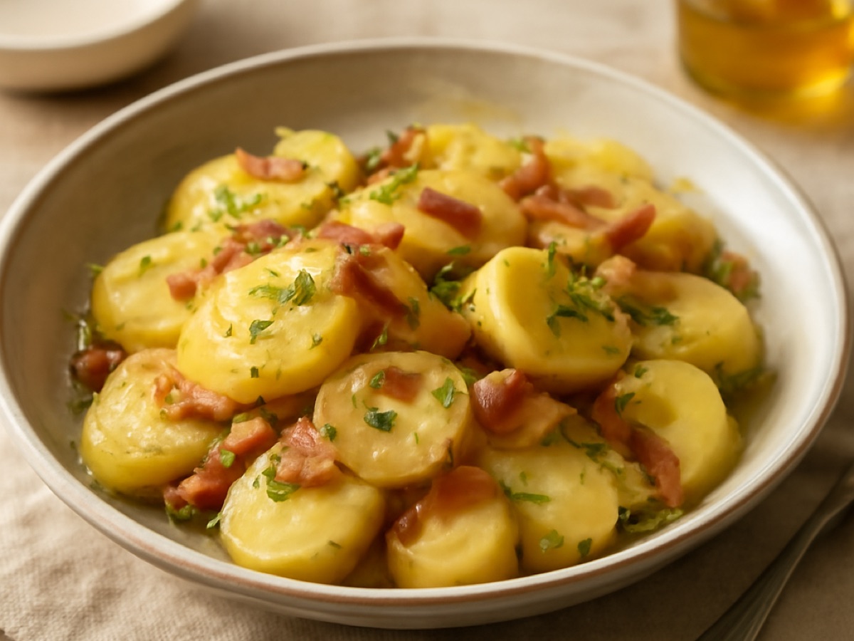 Bayerischer Kartoffelsalat mit Speck und Essig