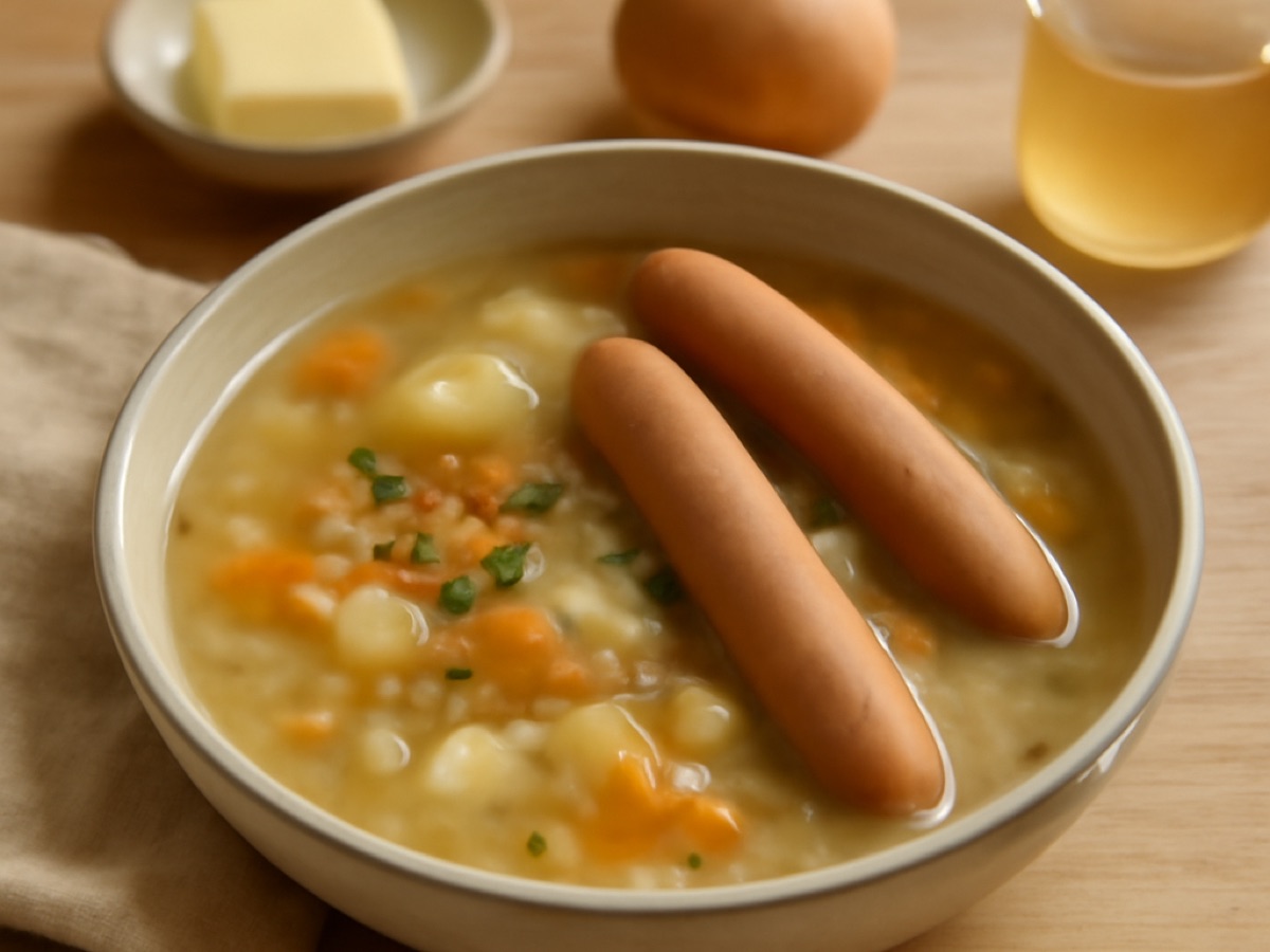 Bayerische Kartoffelsuppe mit Wiener Würstchen
