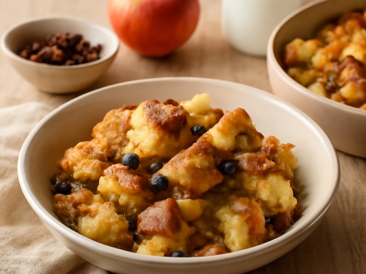 Bayerischer Ofenschlupfer mit Apfel und Rosinen