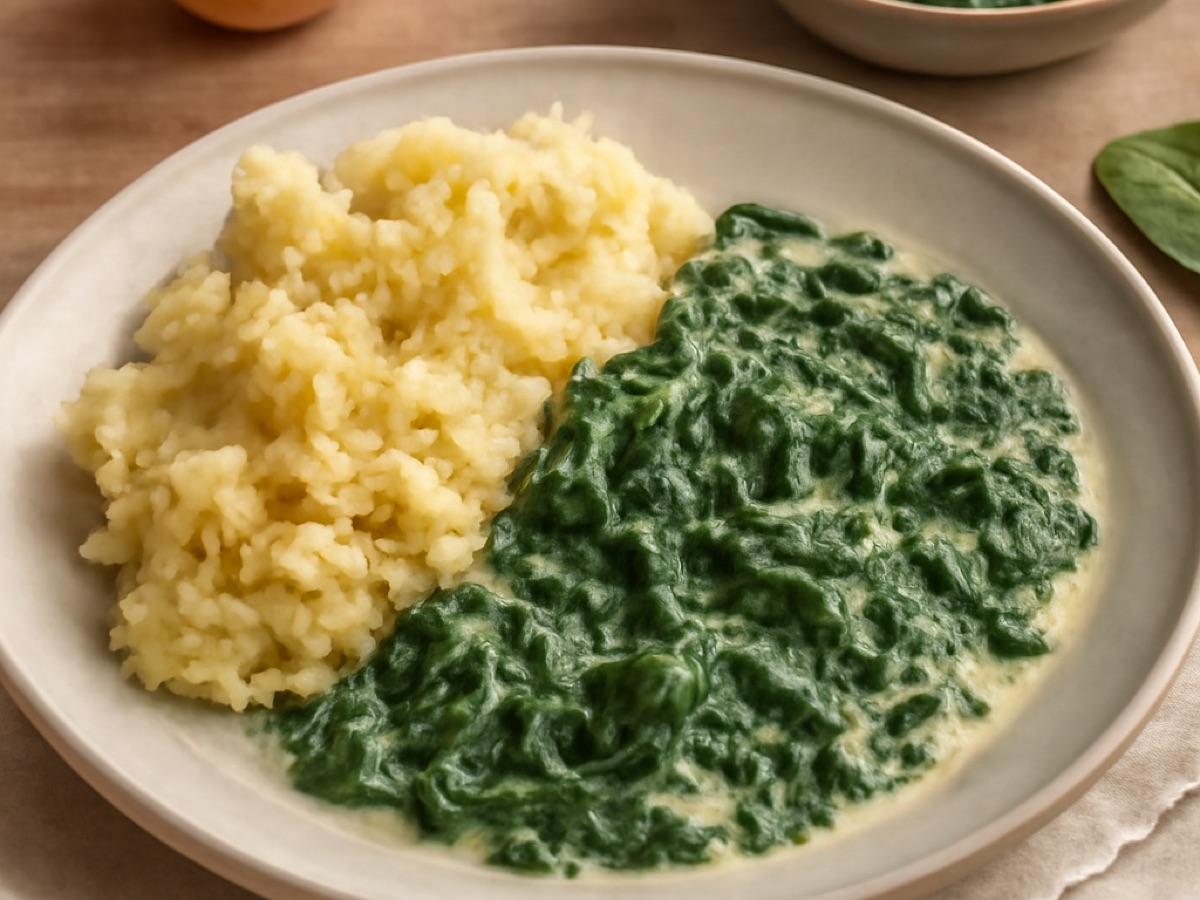 Bayerischer Rahmspinat mit Kartoffelstampf