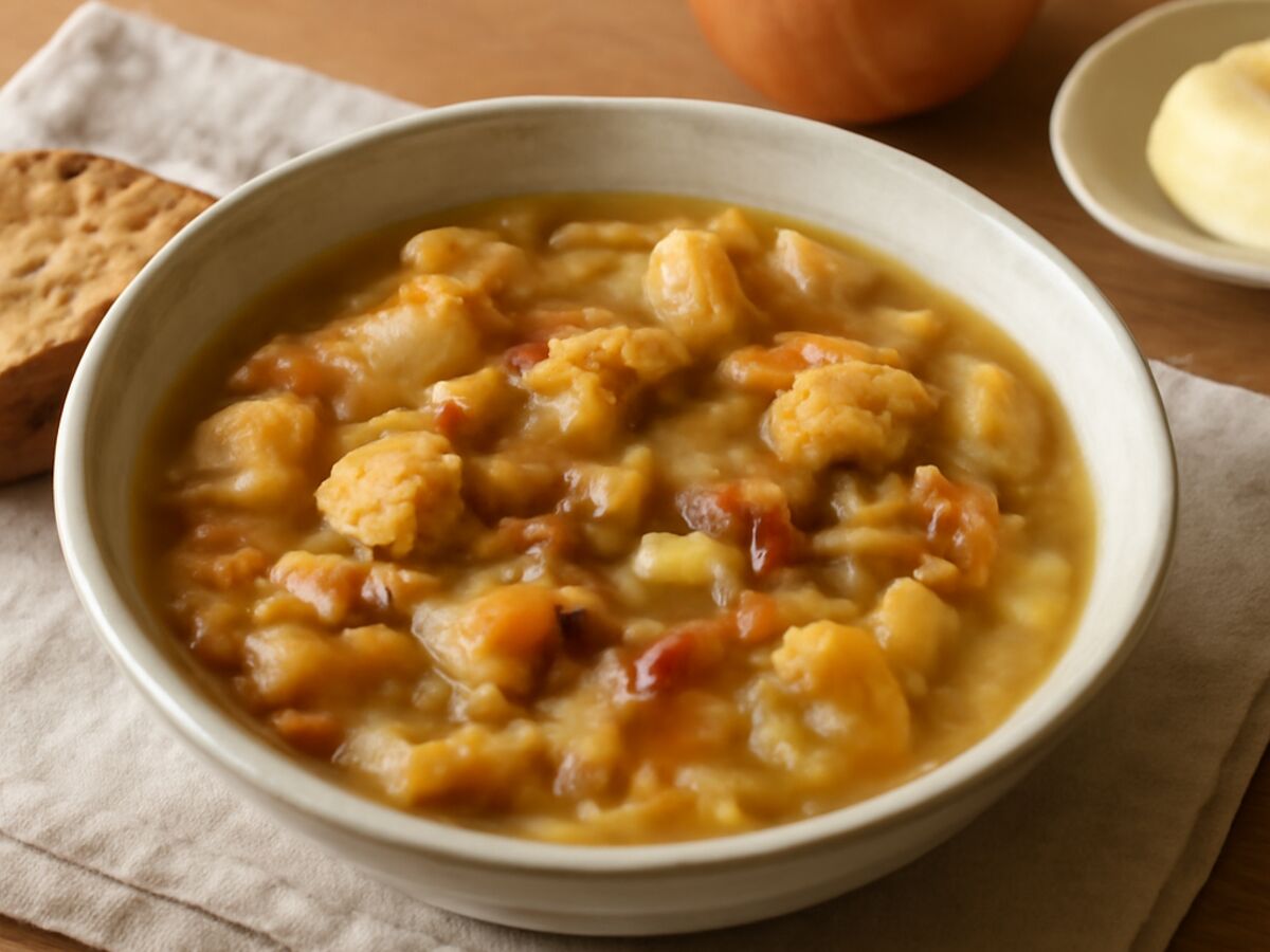 Brotsuppe mit Zwiebeln und Speck