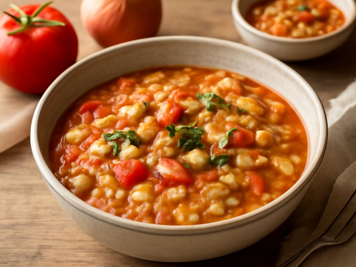 Bulgursuppe mit Kichererbsen und Tomaten