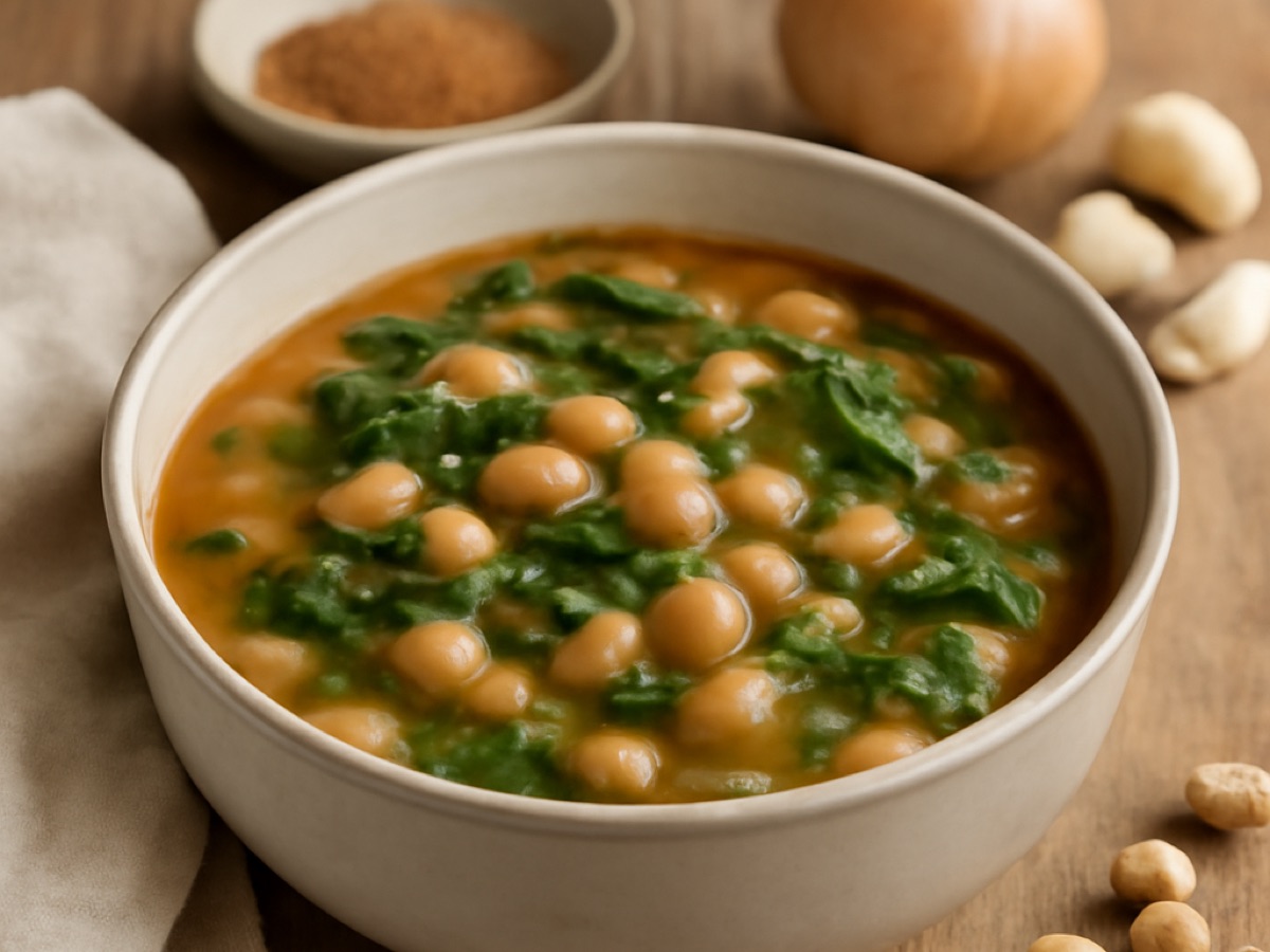 Caldo de Grão com Espinafres – Cremiger Kichererbseneintopf mit Spinat (vegan)