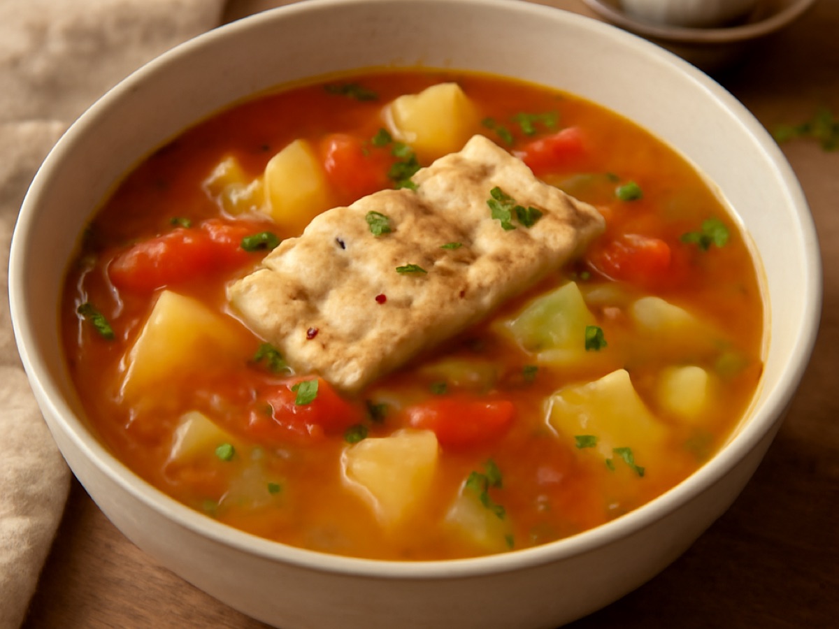 Caldo de Peixe – Portugiesische Fischsuppe mit Gemüse