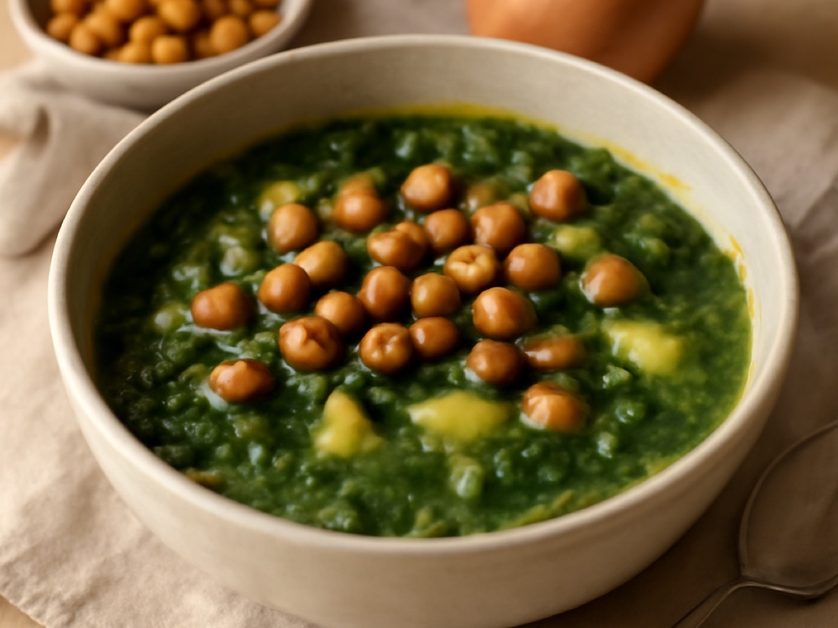 Caldo Verde mit gerösteten Kichererbsen – Vegane Grünkohlsuppe