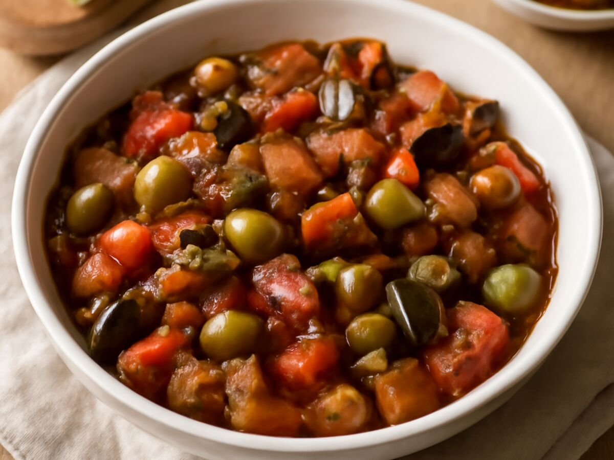 Caponata - Sizilianisches Auberginen-Gemüse im Mixtopf