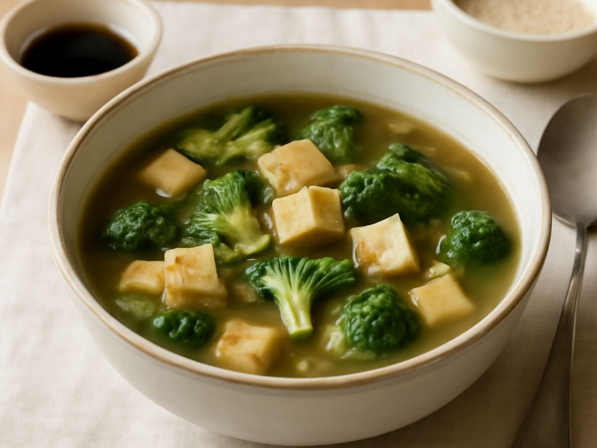 Chinesische Brokkolisuppe mit Tofu aus dem Mixtopf