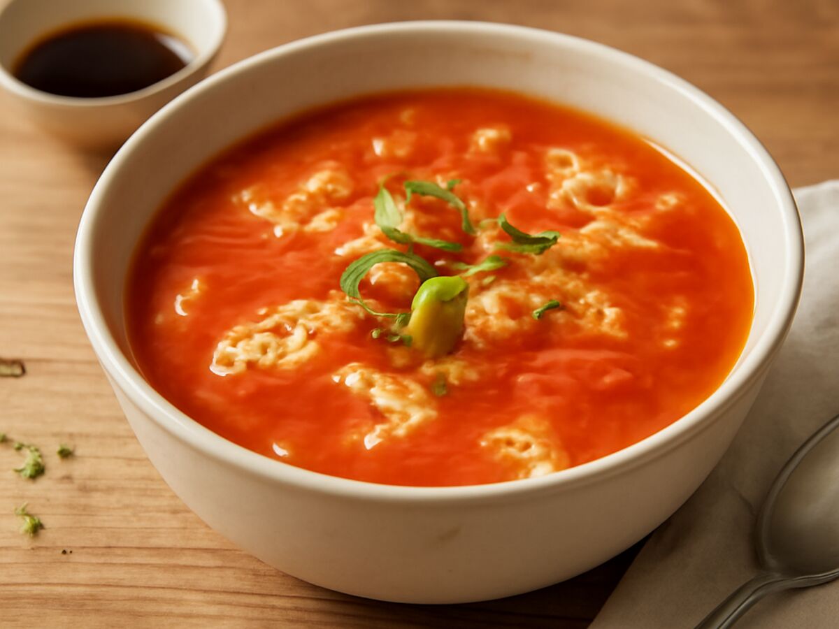 Chinesische Tomatensuppe mit Ei im Mixtopf