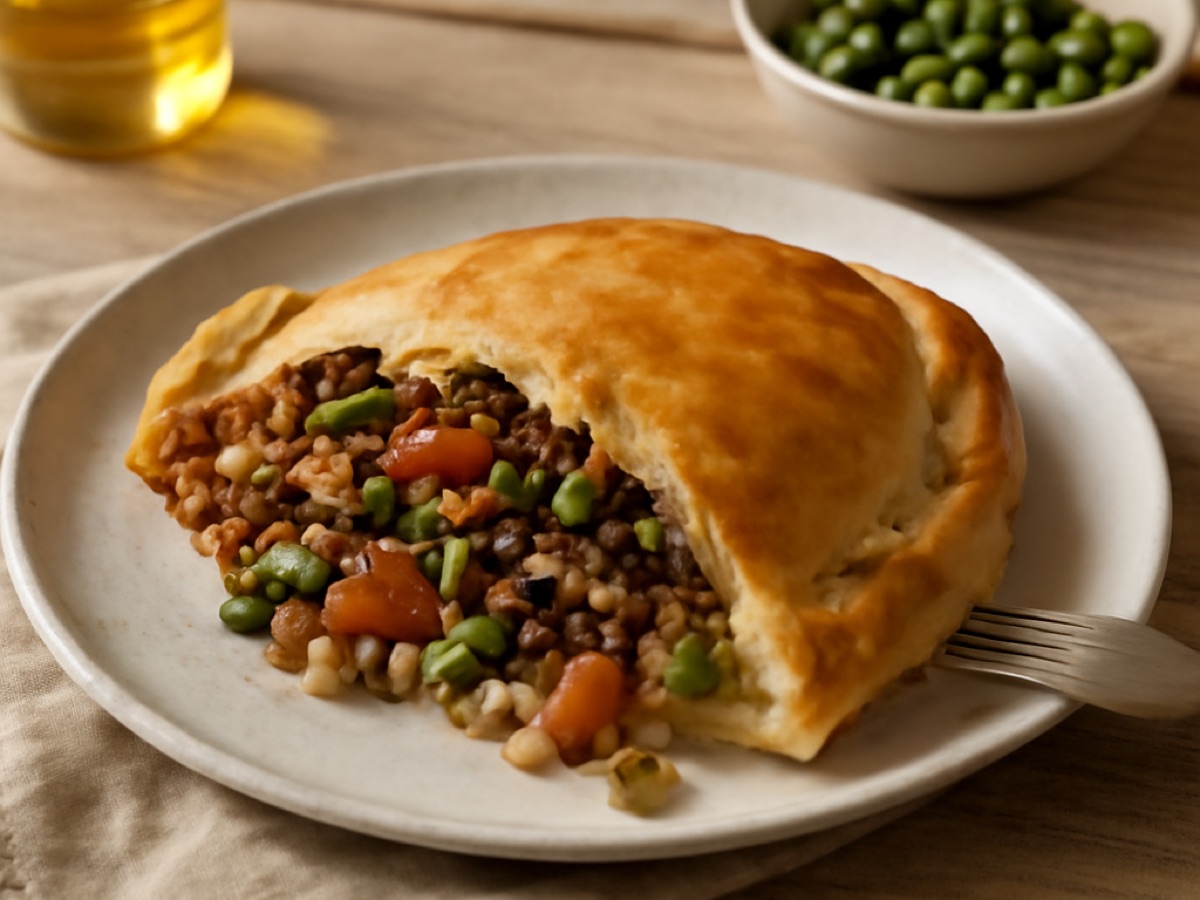 Cornish Pastete mit Rindfleisch und Gemüse