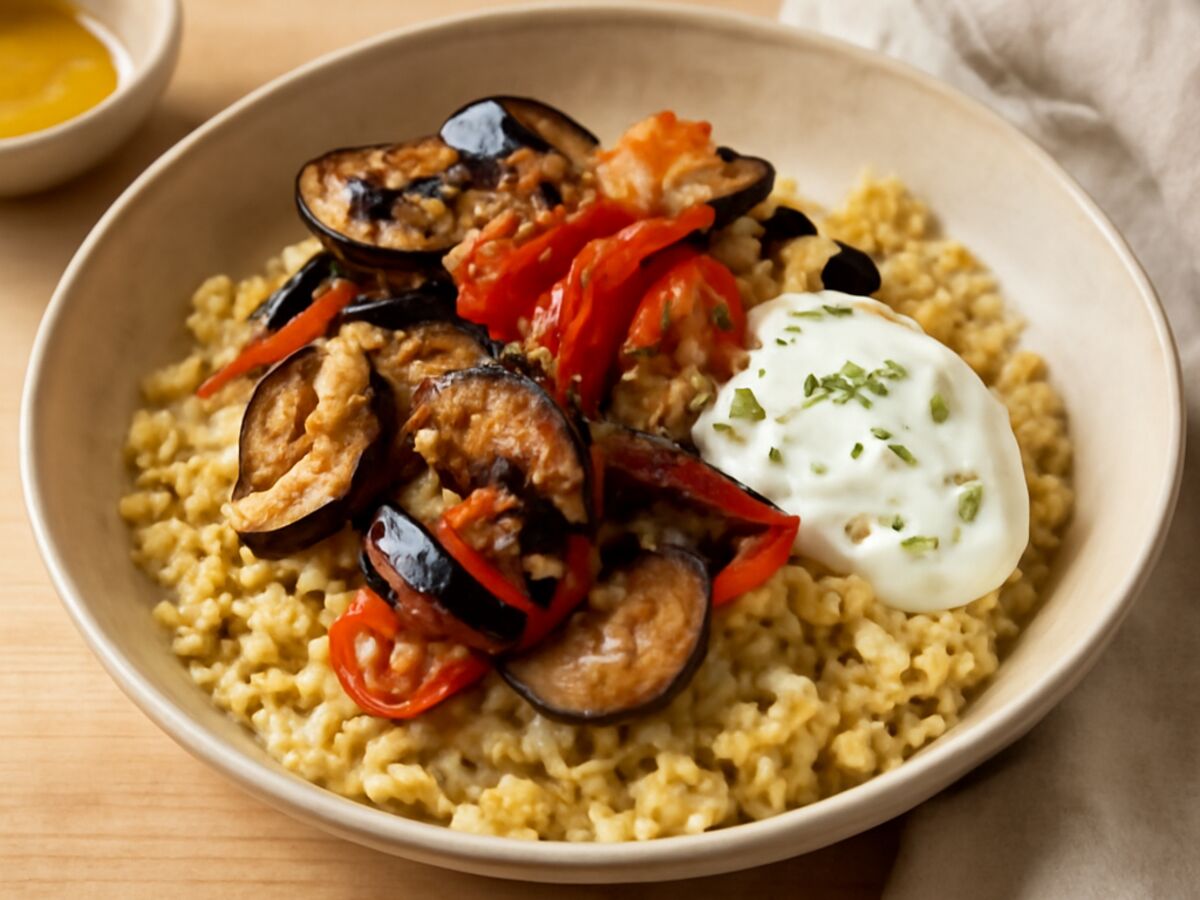 Couscous mit geröstetem Gemüse und Joghurt