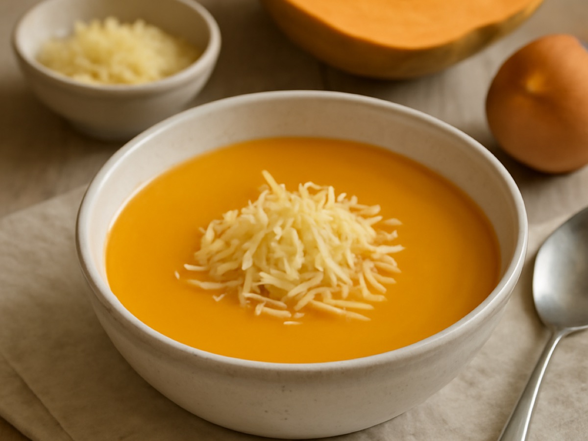 Cremige Kürbis-Käse-Suppe