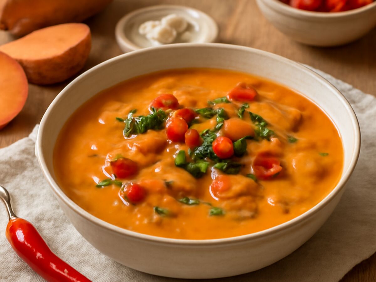 Cremige mexikanische Süßkartoffel-Chili-Suppe