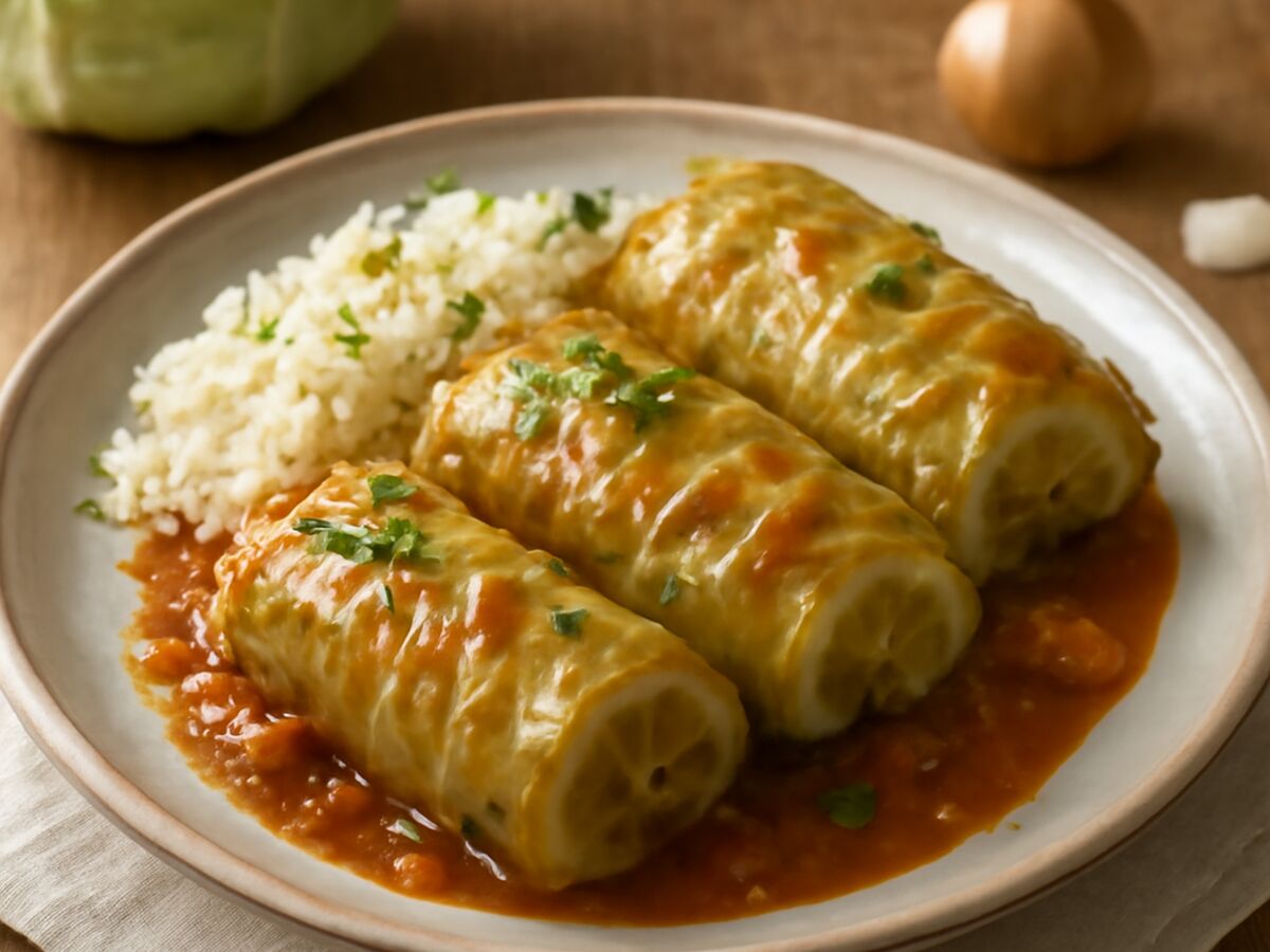 Dampfgegarte Kohlrouladen mit Reisfüllung