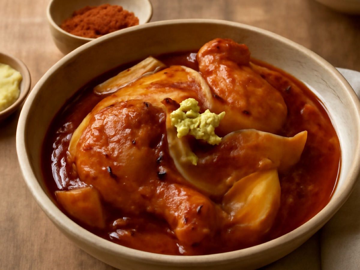 Doro Wot – Äthiopischer Hähncheneintopf mit Zwiebeln und Berbere-Gewürz