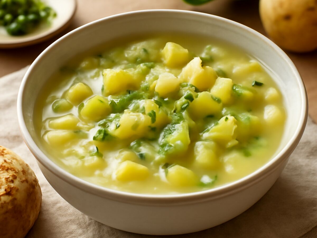 Englische Kartoffelsuppe mit Lauch und Sellerie