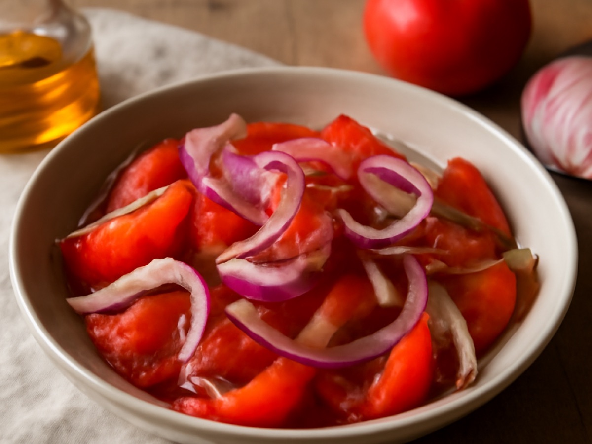 Ensalada de Tomate y Cebolla con Aceite de Oliva – Tomaten-Zwiebel-Salat mit Olivenöl