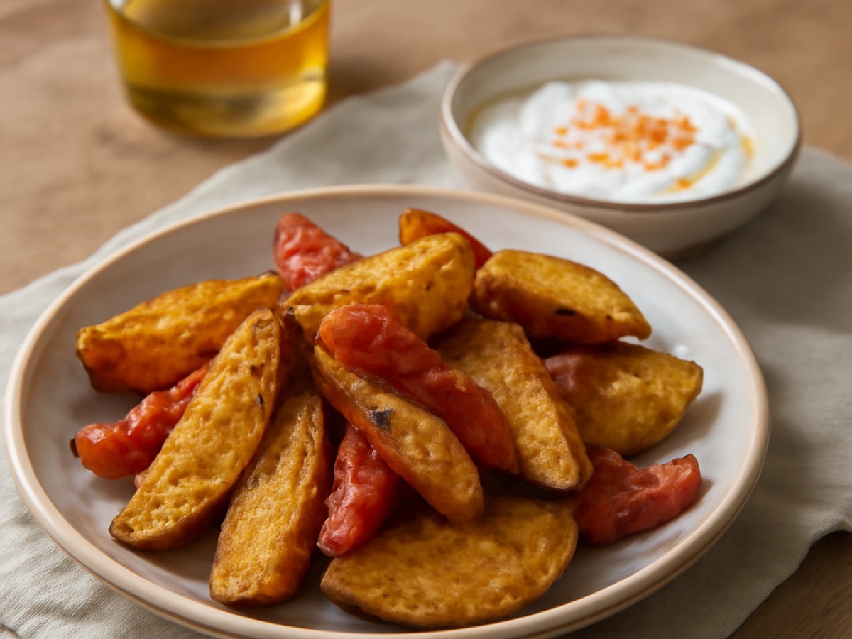 Fırın Patates – Ofenkartoffeln mit Paprika und Joghurt-Dip