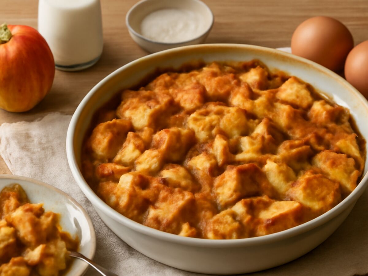 Fränkischer Brotauflauf mit Apfel und Zimt