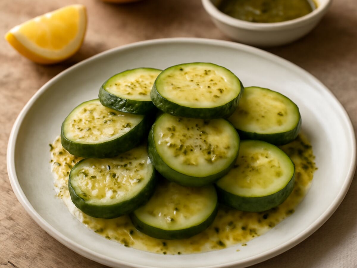 Gedämpfte Zucchini mit Zitronen-Kräuter-Soße