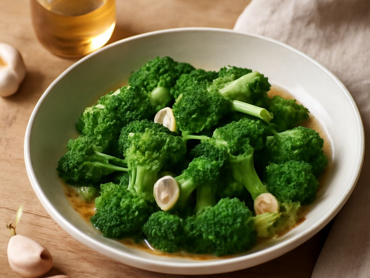 Gedämpfter Brokkoli mit Knoblauch-Olivenöl aus dem Mixtopf