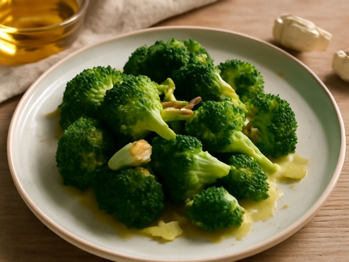 Gedämpfter Brokkoli mit Knoblauch-Olivenöl