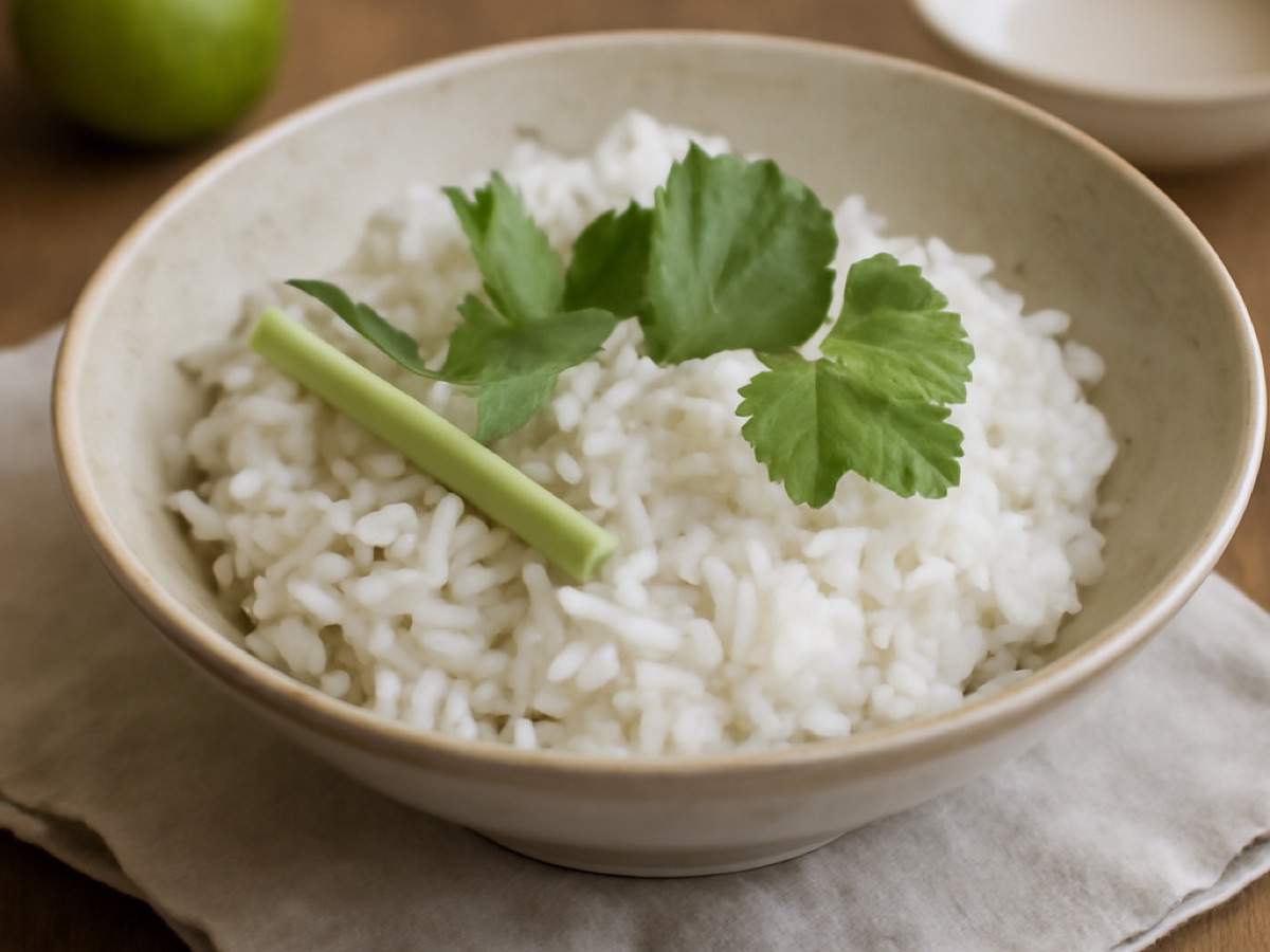 Gedämpfter Jasminreis mit Thai-Duftkräutern