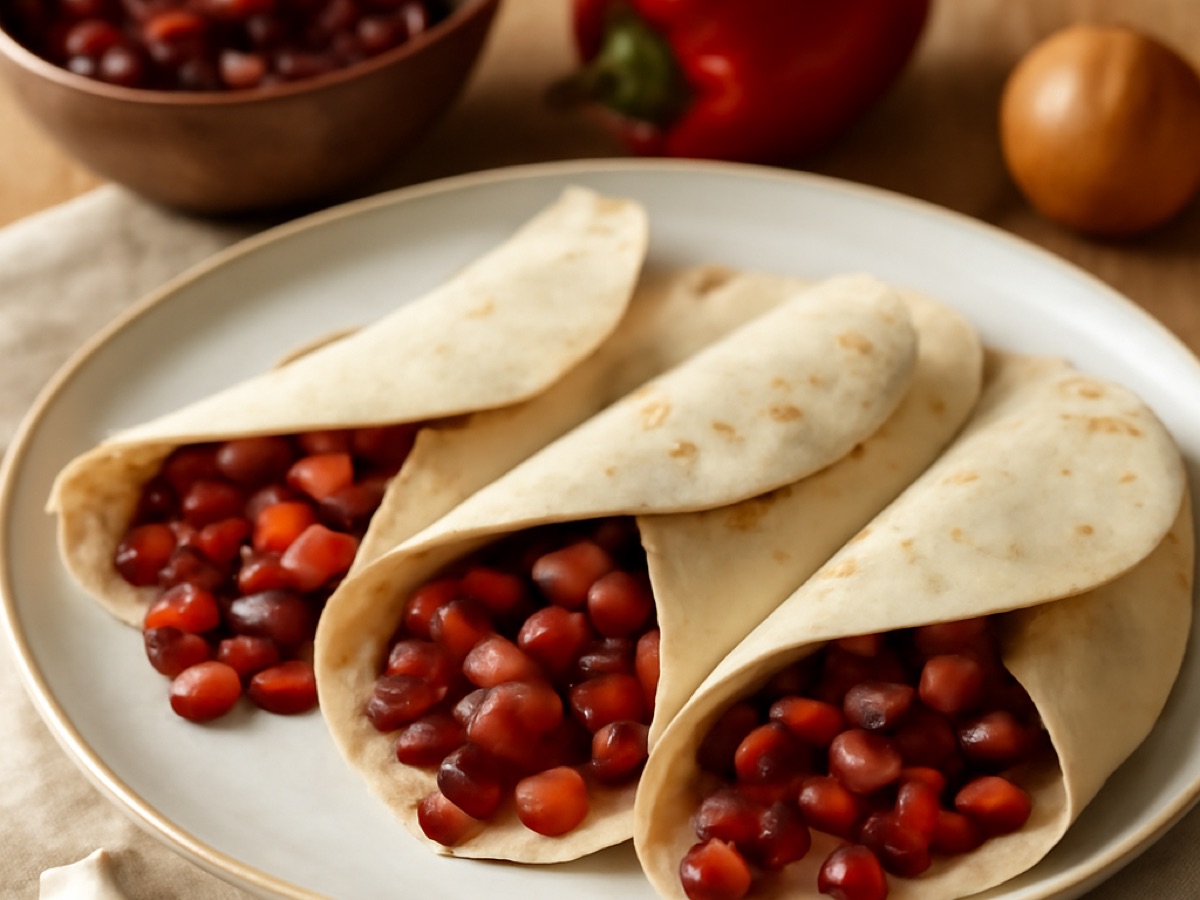 Gefüllte Tortillas mit Bohnen und frischem Gemüse
