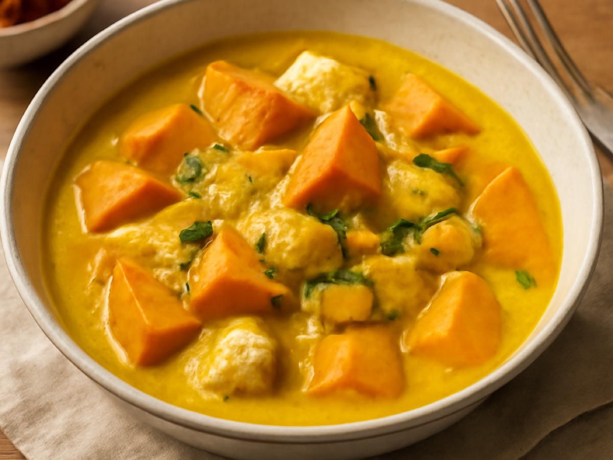 Gelbes Thai-Curry mit Hähnchen und Süßkartoffeln