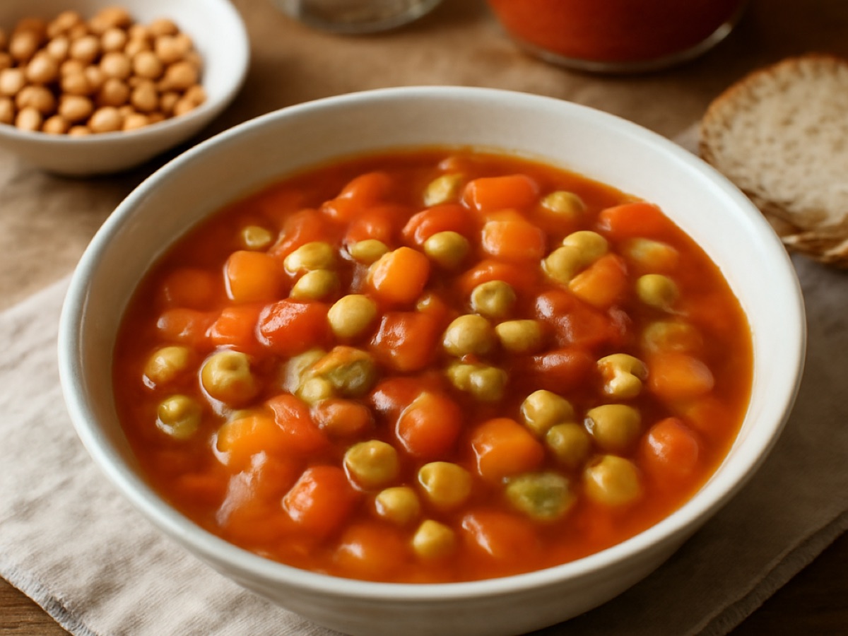 Griechischer Gemüseeintopf mit Kichererbsen und Tomaten
