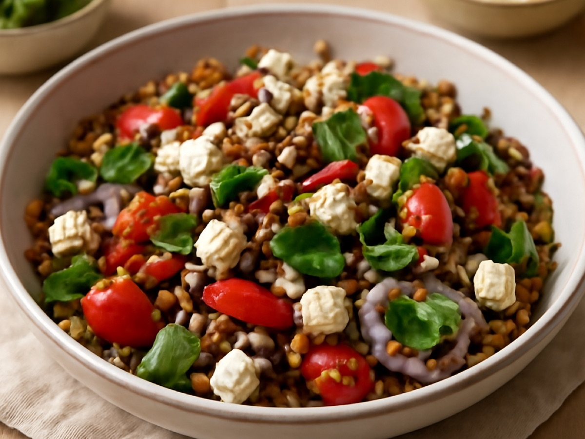 Griechischer Linsensalat mit Feta und Minze