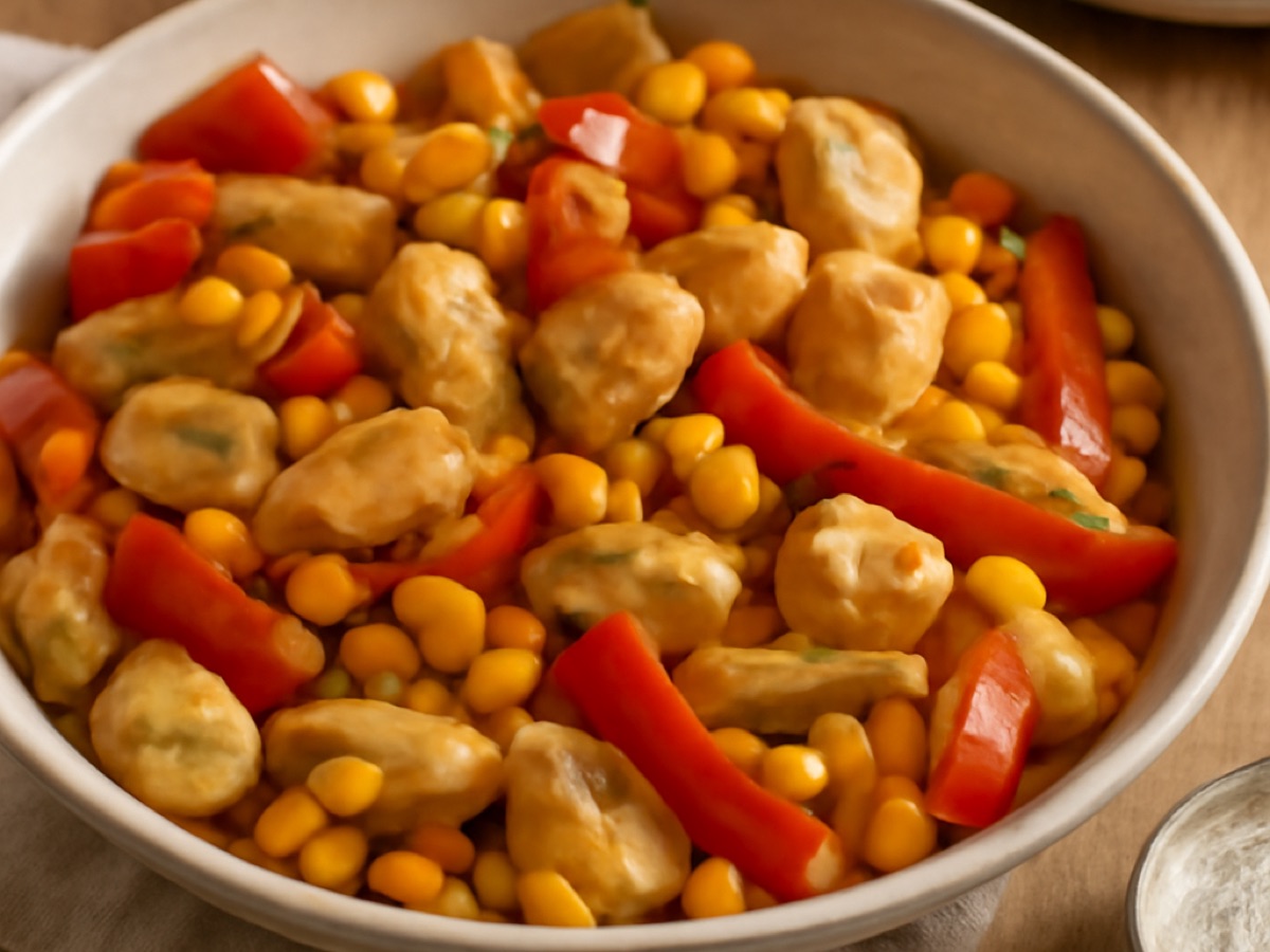 Hähnchen-Tortilla-Pfanne mit Mais und Paprika