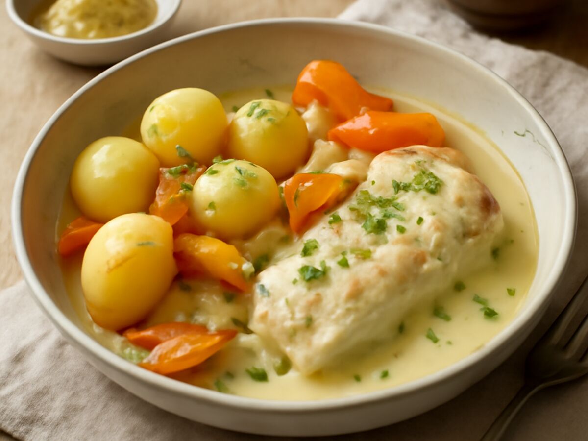 Hamburger Pannfisch mit Senfsoße aus dem Mixtopf