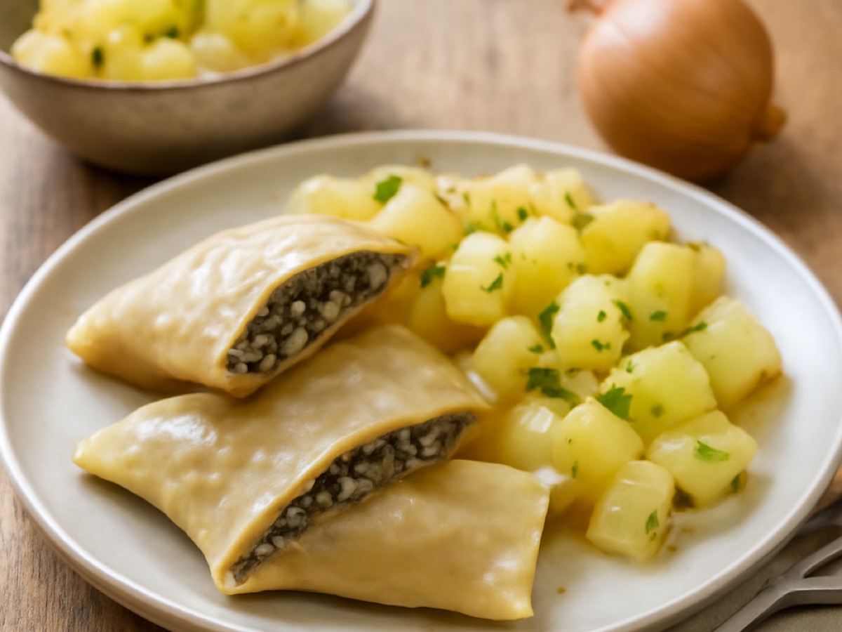 Hausgemachte Maultaschen mit Kartoffelsalat