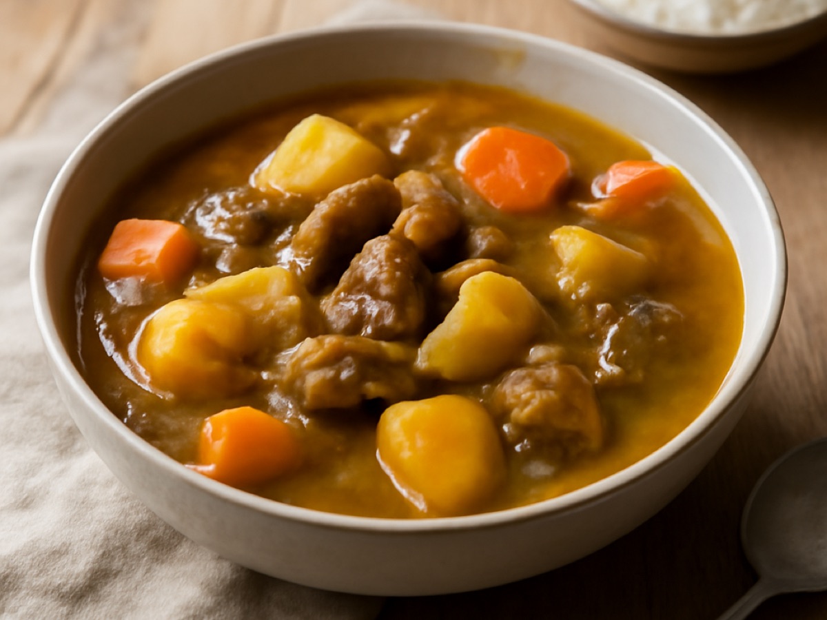 Japanischer Curry-Eintopf mit Rindfleisch und Kartoffeln