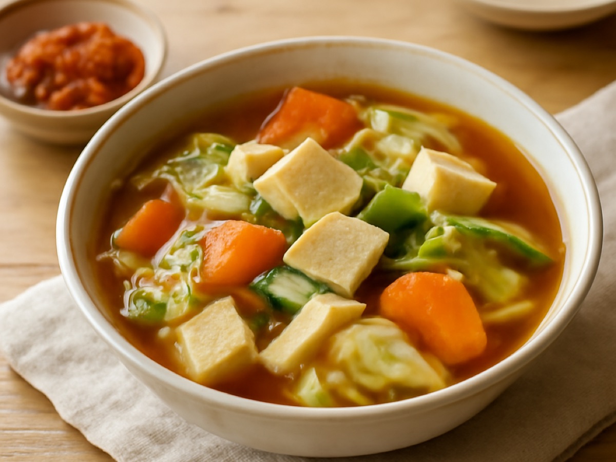 Japanischer Miso-Gemüse-Eintopf mit Tofu (Vegan)